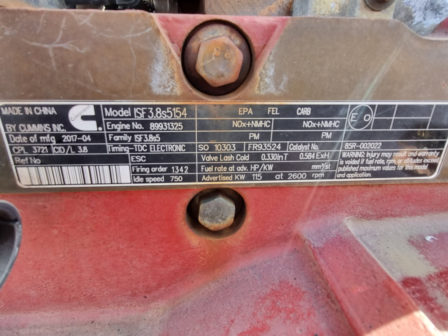 Foton 14 FOTON 318ISF AUMARK - Engine PN: isf 3.8