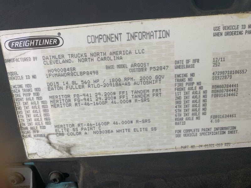 2012 Freightliner Argosy All 47290750106557