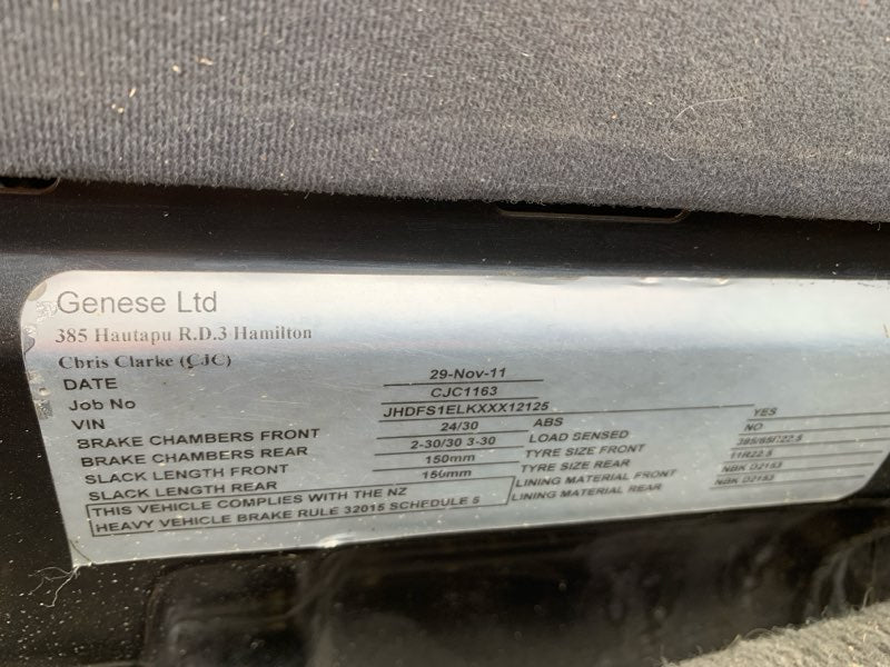 2011 Hino 700 Series All Series FS1E SEE VIN