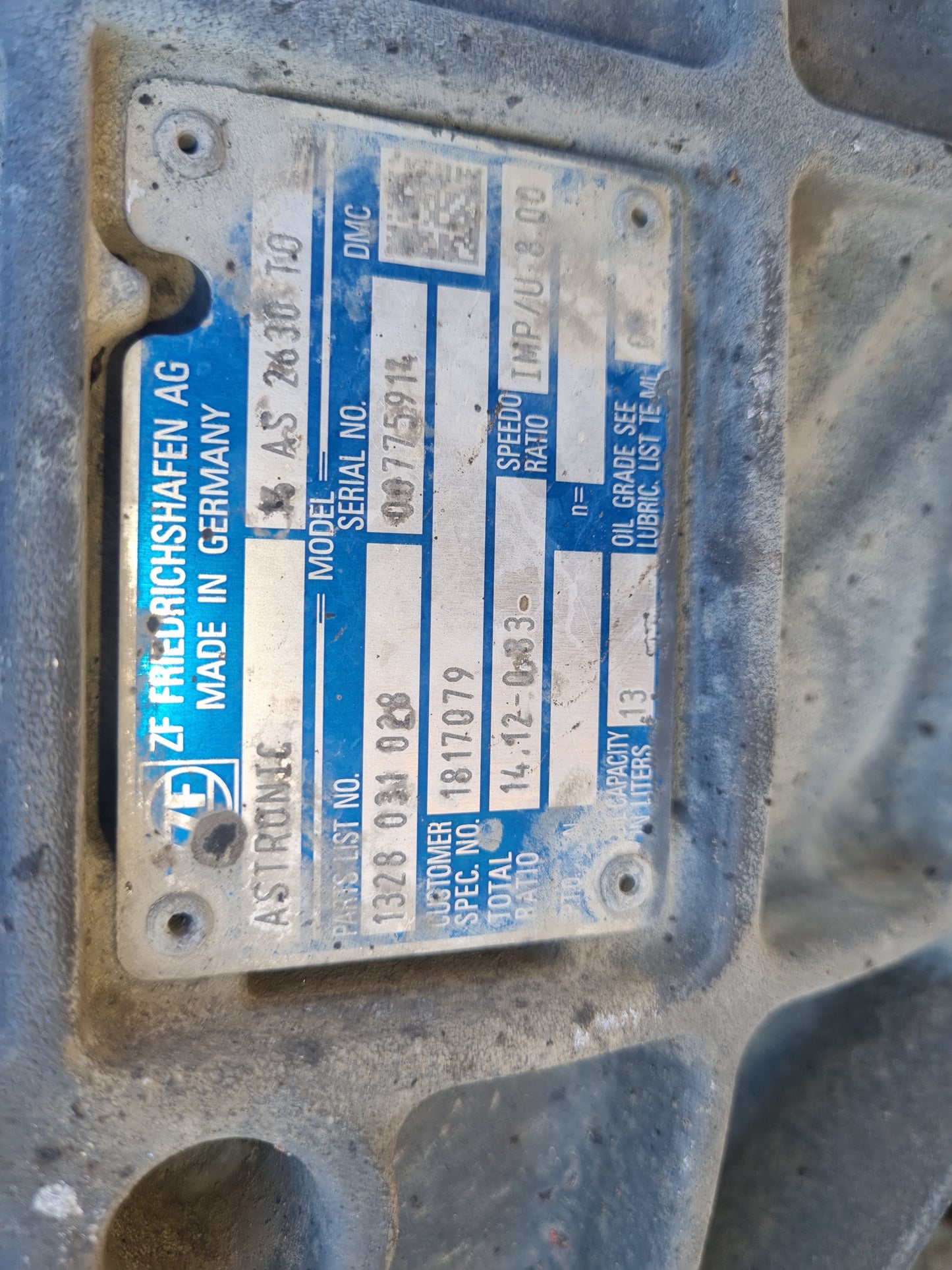 DAF CF Series CF85 2006-on 9605035 - Automatic Transmission PN: ZF16as2630TO