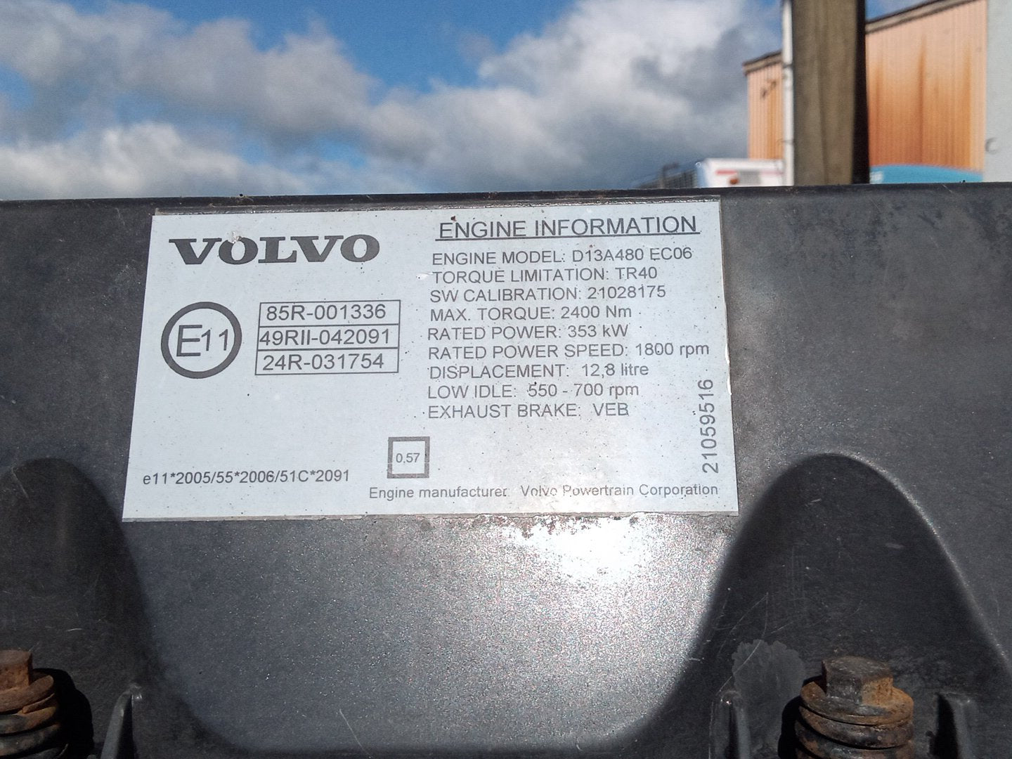 2010 Volvo 480 E YV5JSW0G7AD132545- Engine PN: d13a 480 euro4